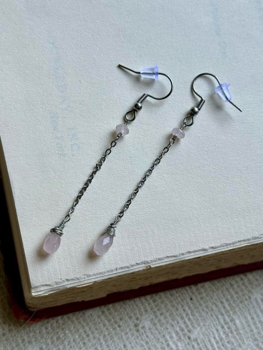 Whimsigoth Rose Quartz Dangle Earrings